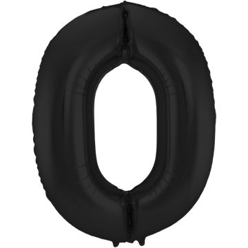 Cijferballon zwart 0, 86 cm