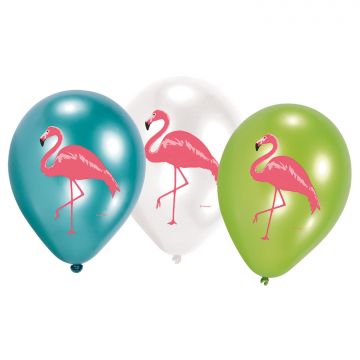 Flamingo ballon 6 stuks.