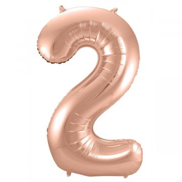 Folie ballon cijfer 2 Rosé goud, 86 cm
