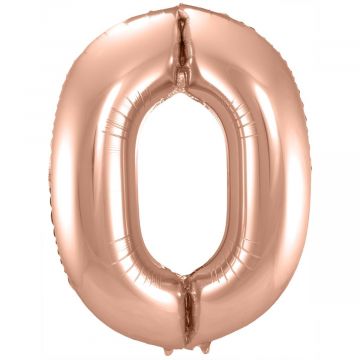 Folie ballon cijfer 0 Rosé goud, 86 cm