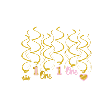 swirls meisje 1 verjaardag - feestversiering heelveelfeest