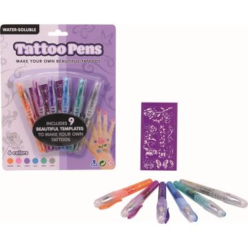 6 Tattoo stiften met Sjablonen