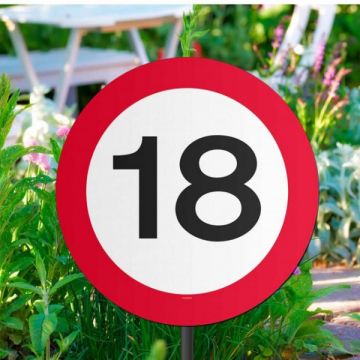 Tuinbord 18 jaar verkeersbord